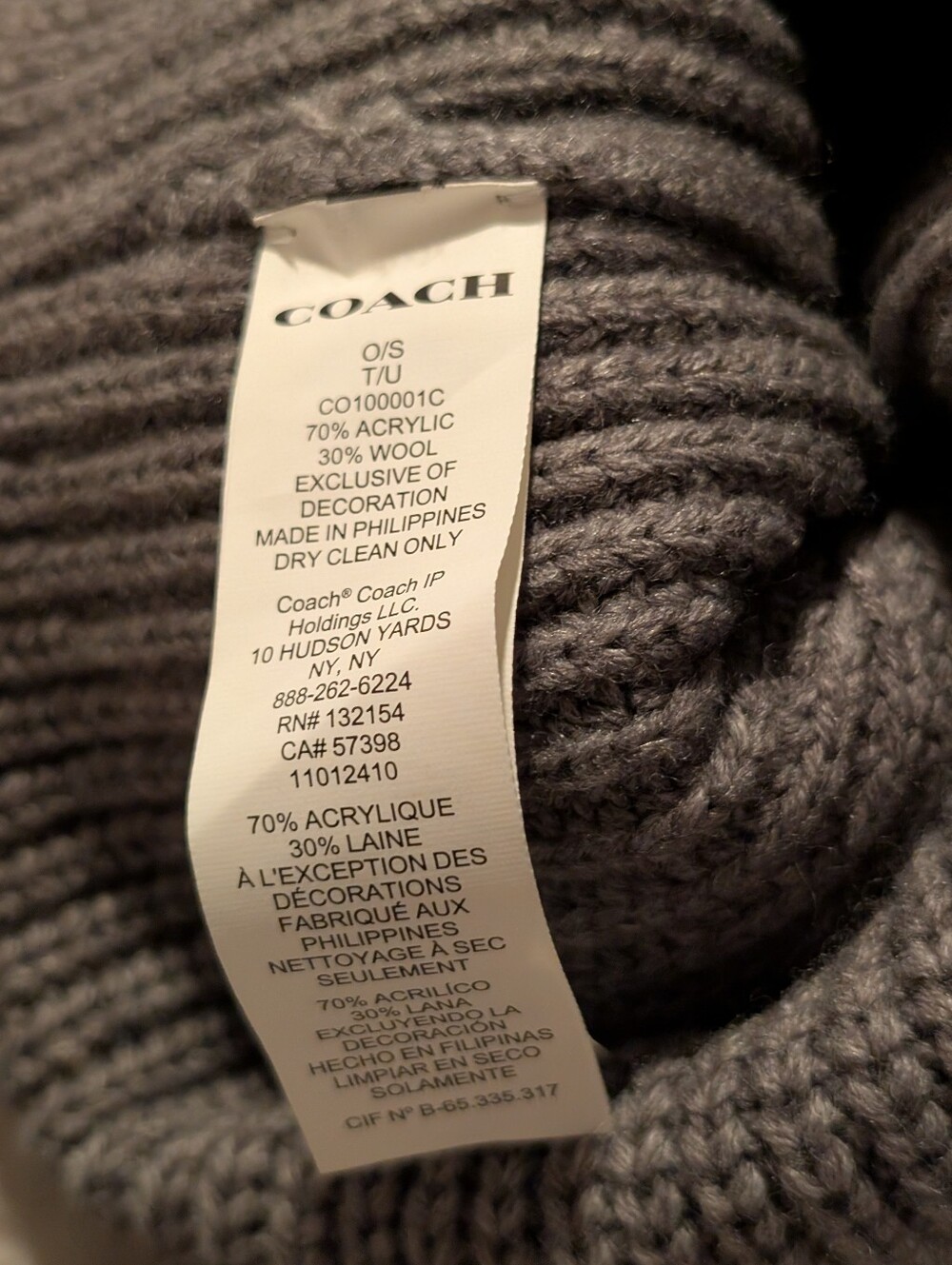 Coach Patch Rib Knit Wool Blend Beanie - Picture 6 of 6